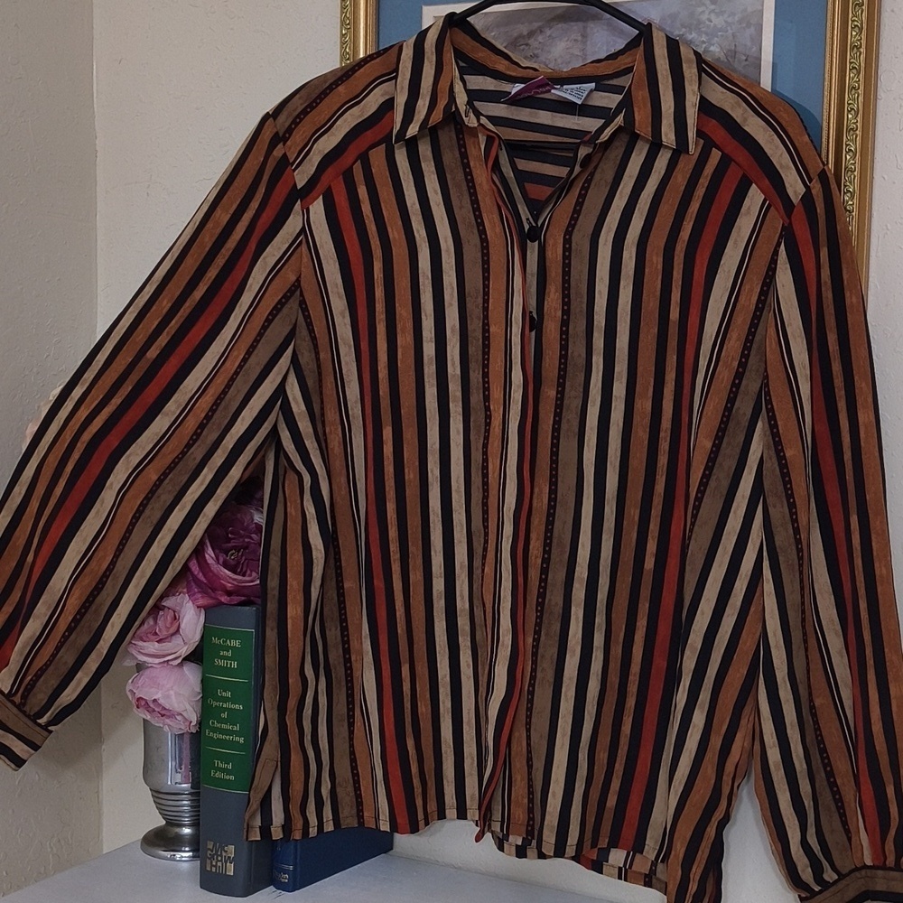 Vintage Contemporary Long Sleeve Button-Up Shirt Size Large Career Scandinavian - Picture 10 of 11